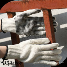 SRSAFETY 7 Gauge gestrickte Baumwollhandschuhe Bleichmittel weiß mit PVC-Punkten